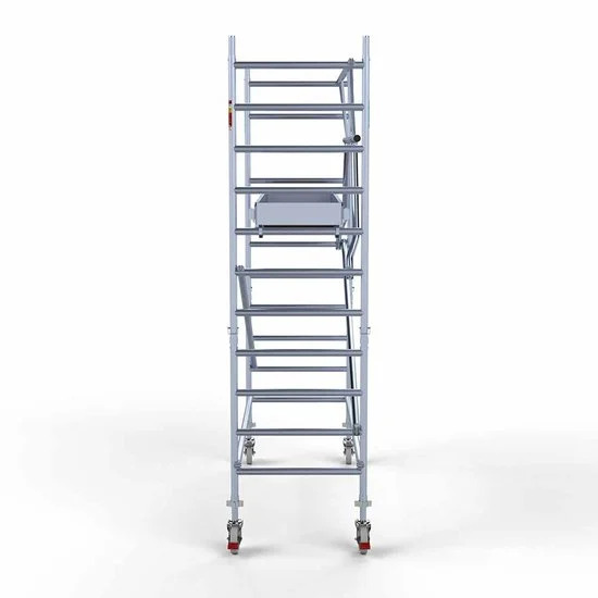 Alumīnija tornis 90х250 cm 4,2m darba augstums* ar oglekļa platformu + salokāmas margas no 1 puses Alumīnija tornis 90х250 cm 4,2m darba augstums* ar oglekļa platformu + salokāmas margas no 1 puses