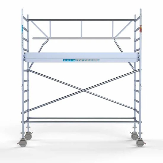 Alumīnija tornis 90х305 cm 4,2m darba augstums* salokāmas margas no 1 puses Alumīnija tornis 90х305 cm 4,2m darba augstums* salokāmas margas no 1 puses