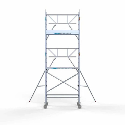 Alumīnija tornis 90х190 cm 6,2m darba augstums* ar oglekļa platformu + salokāmas margas no 1 puses Alumīnija tornis 90х190 cm 6,2m darba augstums* ar oglekļa platformu + salokāmas margas no 1 puses