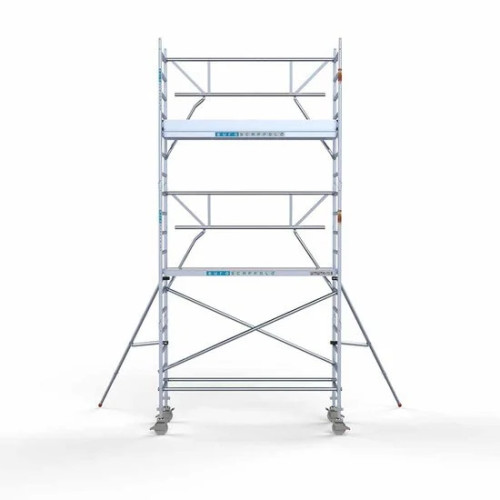 Alumīnija tornis 90х250 cm 6,2m darba augstums* ar oglekļa platformu + salokāmas margas no 1 puses Alumīnija tornis 90х250 cm 6,2m darba augstums* ar oglekļa platformu + salokāmas margas no 1 puses