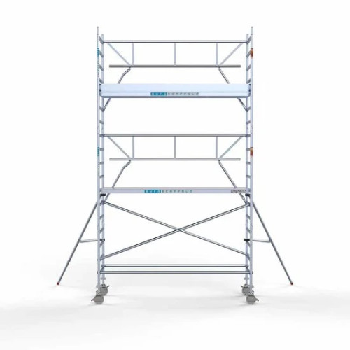 Alumīnija tornis 90х305 cm 6,2m darba augstums* ar oglekļa platformu + salokāmas margas no 1 puses Alumīnija tornis 90х305 cm 6,2m darba augstums* ar oglekļa platformu + salokāmas margas no 1 puses