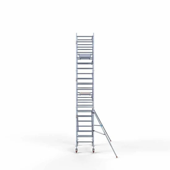 Alumīnija tornis 90х190 cm 7,2m darba augstums* ar oglekļa platformu + salokāmas margas no 1 puses Alumīnija tornis 90х190 cm 7,2m darba augstums* ar oglekļa platformu + salokāmas margas no 1 puses