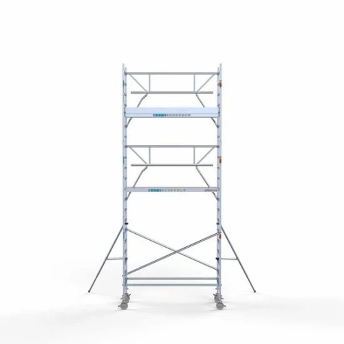 Alumīnija tornis 90х250 cm 7,2m darba augstums* ar oglekļa platformu + salokāmas margas no 1 puses Alumīnija tornis 90х250 cm 7,2m darba augstums* ar oglekļa platformu + salokāmas margas no 1 puses