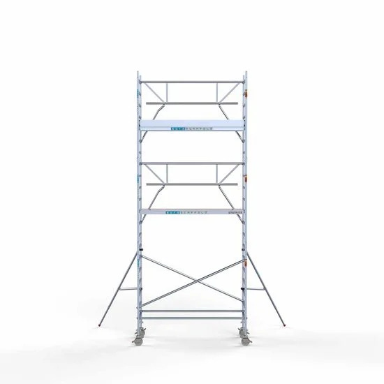 Alumīnija tornis 90х250 cm 7,2m darba augstums* ar oglekļa platformu + salokāmas margas no 1 puses Alumīnija tornis 90х250 cm 7,2m darba augstums* ar oglekļa platformu + salokāmas margas no 1 puses