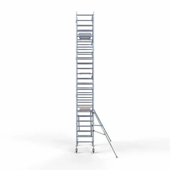 Alumīnija tornis 90х190 cm cm 8,2m darba augstums* ar oglekļa platformu + salokāmas margas no 1 puses Alumīnija tornis 90х190 cm cm 8,2m darba augstums* ar oglekļa platformu + salokāmas margas no 1 puses