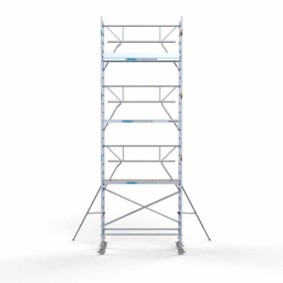 Alumīnija tornis 90х250 cm 8,2m darba augstums* ar oglekļa platformu + salokāmas margas no 1 puses Alumīnija tornis 90х250 cm 8,2m darba augstums* ar oglekļa platformu + salokāmas margas no 1 puses