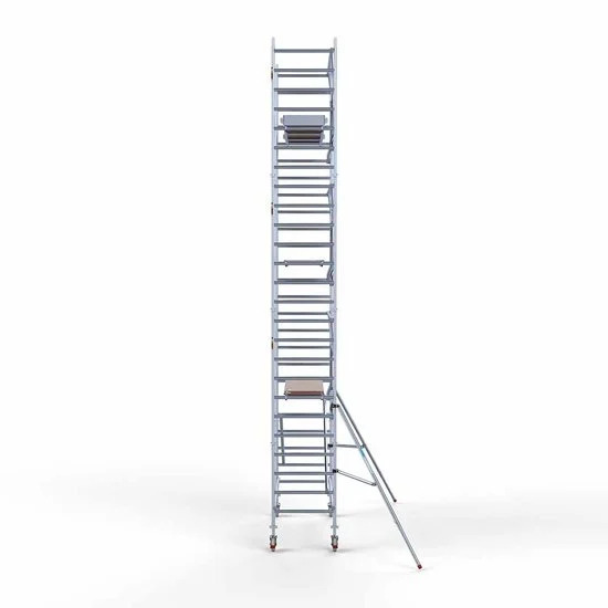 Alumīnija tornis 90х250 cm 8,2m darba augstums* ar oglekļa platformu + salokāmas margas no 1 puses Alumīnija tornis 90х250 cm 8,2m darba augstums* ar oglekļa platformu + salokāmas margas no 1 puses