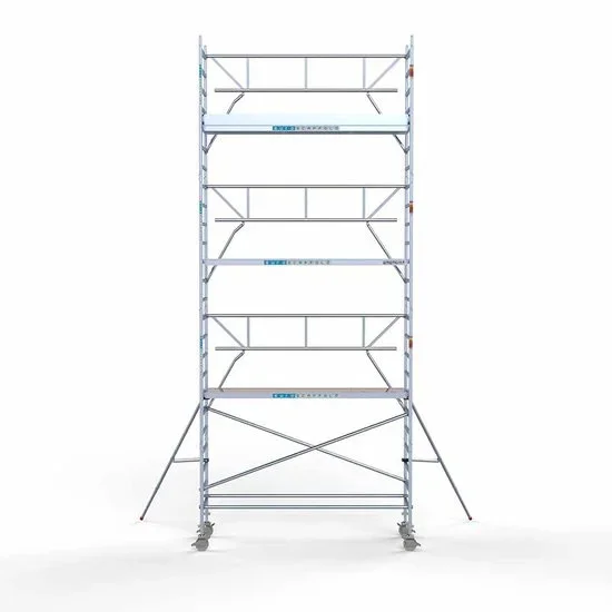 Alumīnija tornis 90х305 cm 8,2m darba augstums* ar oglekļa platformu + salokāmas margas no 1 puses Alumīnija tornis 90х305 cm 8,2m darba augstums* ar oglekļa platformu + salokāmas margas no 1 puses