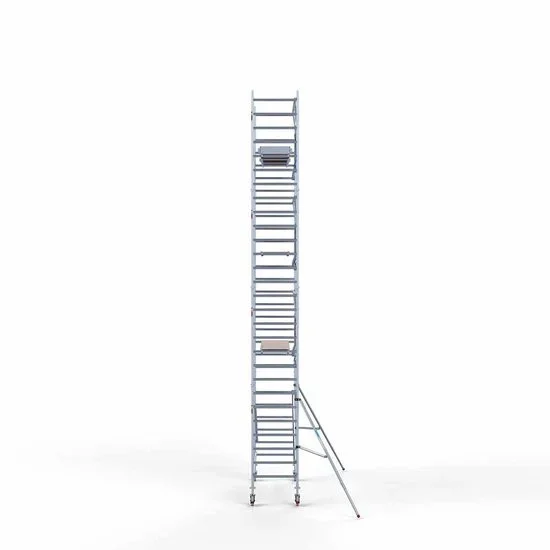 Alumīnija tornis 90х250 cm 9,2m darba augstums* ar oglekļa platformu + salokāmas margas no 1 puses Alumīnija tornis 90х250 cm 9,2m darba augstums* ar oglekļa platformu + salokāmas margas no 1 puses