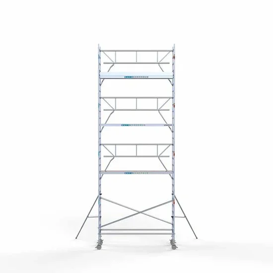 Alumīnija tornis 90х305 cm 9,2m darba augstums* ar oglekļa platformu + salokāmas margas no 1 puses Alumīnija tornis 90х305 cm 9,2m darba augstums* ar oglekļa platformu + salokāmas margas no 1 puses