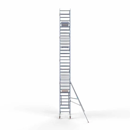 Alumīnija tornis 90х190 cm 10,2m darba augstums* ar oglekļa platformu + salokāmas margas no 1 puses Alumīnija tornis 90х190 cm 10,2m darba augstums* ar oglekļa platformu + salokāmas margas no 1 puses