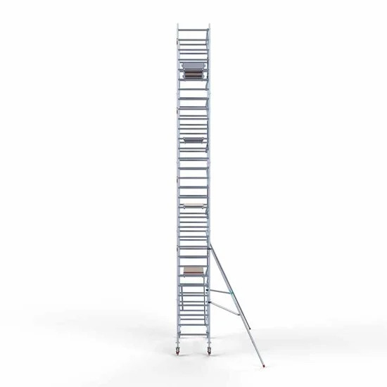 Alumīnija tornis 90х250 cm 10,2m darba augstums* ar oglekļa platformu + salokāmas margas no 1 puses Alumīnija tornis 90х250 cm 10,2m darba augstums* ar oglekļa platformu + salokāmas margas no 1 puses