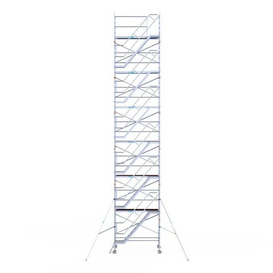 Alumīnija tornis ar trepēm 135х250 cm 14,2m darba augstums* Alumīnija tornis ar trepēm 135х250 cm 14,2m darba augstums*