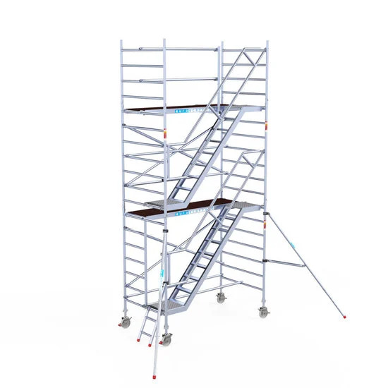 Alumīnija tornis ar trepēm 135х250 cm 6,2m darba augstums* ar oglekļa platformu