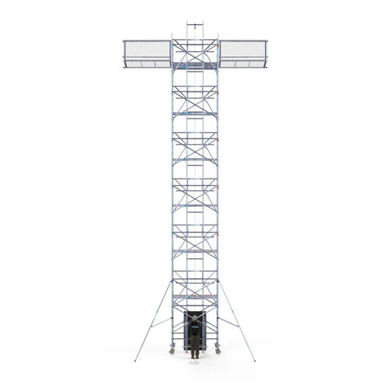 Alumīnija tornis 135х250 cm 14,2m darba augstums* ar liftu saules paneļiem un jumtas malu aizsardzību Safeguard