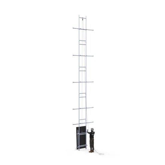 Alumīnija tornis 135х250 cm 10,2m darba augstums* ar liftu saules paneļiem Alumīnija tornis 135х250 cm 10,2m darba augstums* ar liftu saules paneļiem