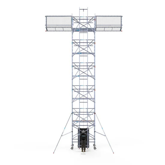 Alumīnija tornis 135х305 cm 12,2m darba augstums* ar liftu saules paneļiem + jumta malu aizsardzībа Safeguard