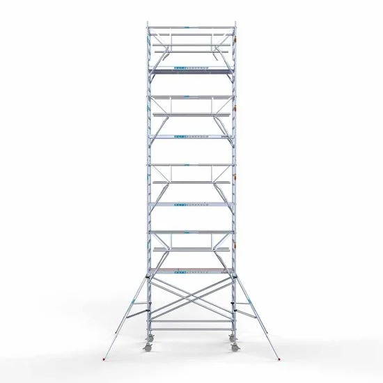 Alumīnija tornis 135х250 cm 10,2m darba augstums* ar oglekļa platformu + salokāmas margas no 2 pusēm Alumīnija tornis 135х250 cm 10,2m darba augstums* ar oglekļa platformu + salokāmas margas no 2 pusēm