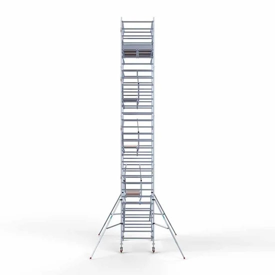 Alumīnija tornis 135х250 cm 10,2m darba augstums* ar oglekļa platformu + salokāmas margas no 2 pusēm Alumīnija tornis 135х250 cm 10,2m darba augstums* ar oglekļa platformu + salokāmas margas no 2 pusēm