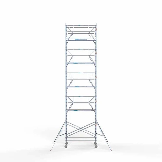 Alumīnija tornis 135х250 cm 11,2m darba augstums* ar oglekļa platformu + salokāmas margas no 2 pusēm Alumīnija tornis 135х250 cm 11,2m darba augstums* ar oglekļa platformu + salokāmas margas no 2 pusēm
