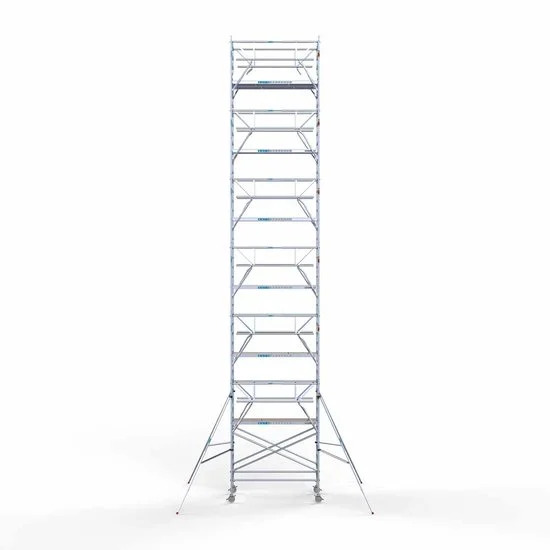 Alumīnija tornis 135х250 cm 14,2m darba augstums* ar oglekļa platformu + salokāmas margas no 2 pusēm Alumīnija tornis 135х250 cm 14,2m darba augstums* ar oglekļa platformu + salokāmas margas no 2 pusēm