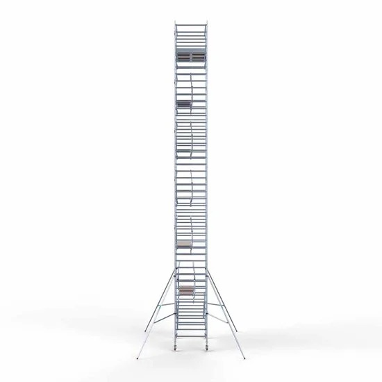 Alumīnija tornis 135х250 cm 14,2m darba augstums* ar oglekļa platformu + salokāmas margas no 2 pusēm Alumīnija tornis 135х250 cm 14,2m darba augstums* ar oglekļa platformu + salokāmas margas no 2 pusēm