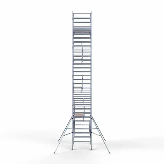 Alumīnija tornis 135х190 cm cm 10,2m darba augstums* ar oglekļa platformu + salokāmas margas no 2 pusēm Alumīnija tornis 135х190 cm cm 10,2m darba augstums* ar oglekļa platformu + salokāmas margas no 2 pusēm
