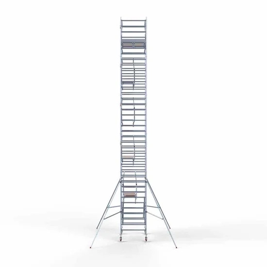 Alumīnija tornis 135х190 cm 12,2m darba augstums* ar oglekļa platformu + salokāmas margas no 2 pusēm Alumīnija tornis 135х190 cm 12,2m darba augstums* ar oglekļa platformu + salokāmas margas no 2 pusēm