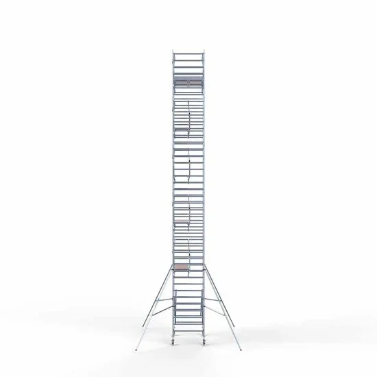 Alumīnija tornis 135х190 cm 13,2m darba augstums* ar oglekļa platformu + salokāmas margas no 2 pusēm Alumīnija tornis 135х190 cm 13,2m darba augstums* ar oglekļa platformu + salokāmas margas no 2 pusēm