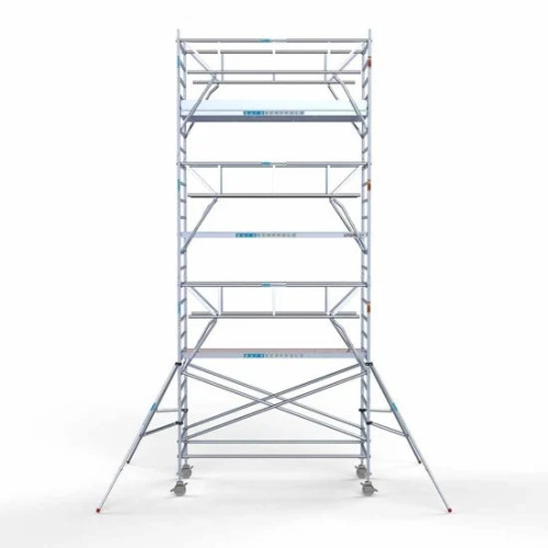 Alumīnija tornis 135х305 cm 8,2m darba augstums* ar oglekļa platformu + salokāmas margas no 2 pusēm