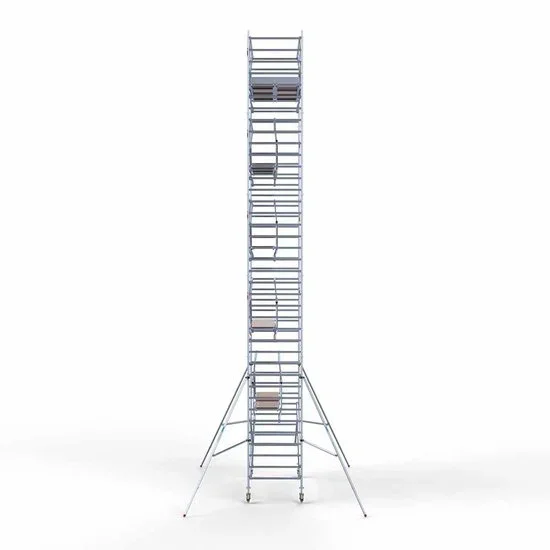 Alumīnija tornis 135х305 cm 12,2m darba augstums* ar oglekļa platformu + salokāmas margas no 2 pusēm Alumīnija tornis 135х305 cm 12,2m darba augstums* ar oglekļa platformu + salokāmas margas no 2 pusēm