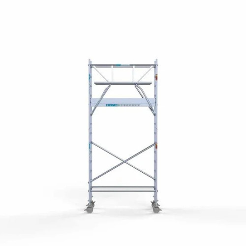 Alumīnija tornis 75х190 cm 5,2m darba augstums* ar oglekļa platformu + salokāmas margas no 2 pusēm Alumīnija tornis 75х190 cm 5,2m darba augstums* ar oglekļa platformu + salokāmas margas no 2 pusēm