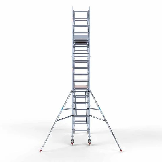 Alumīnija tornis 75х250 cm 6,2m darba augstums* ar oglekļa platformu + salokāmas margas no 2 pusēm Alumīnija tornis 75х250 cm 6,2m darba augstums* ar oglekļa platformu + salokāmas margas no 2 pusēm
