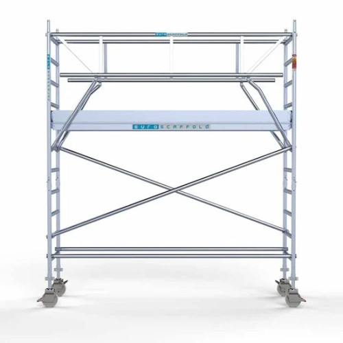 Alumīnija tornis 75х305 cm 4,2m darba augstums* salokāmas margas no 2 pusēm Alumīnija tornis 75х305 cm 4,2m darba augstums* salokāmas margas no 2 pusēm