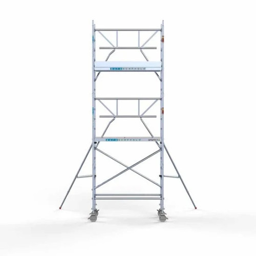 Alumīnija tornis 75х190 cm 6,2m darba augstums* ar oglekļa platformu + salokāmas margas no 1 puses Alumīnija tornis 75х190 cm 6,2m darba augstums* ar oglekļa platformu + salokāmas margas no 1 puses