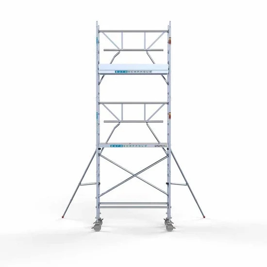 Alumīnija tornis 75х190 cm 6,2m darba augstums* ar oglekļa platformu + salokāmas margas no 1 puses Alumīnija tornis 75х190 cm 6,2m darba augstums* ar oglekļa platformu + salokāmas margas no 1 puses