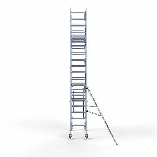 Alumīnija tornis 75х190 cm 6,2m darba augstums* ar oglekļa platformu + salokāmas margas no 1 puses Alumīnija tornis 75х190 cm 6,2m darba augstums* ar oglekļa platformu + salokāmas margas no 1 puses