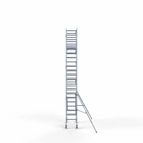 Alumīnija tornis 75х190 cm 7,2m darba augstums* ar oglekļa platformu + salokāmas margas no 1 puses Alumīnija tornis 75х190 cm 7,2m darba augstums* ar oglekļa platformu + salokāmas margas no 1 puses