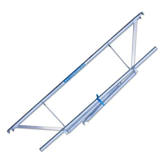 Alumīnija tornis 75х305 cm 4,2m darba augstums* ar oglekļa platformu + salokāmas margas no 1 puses Alumīnija tornis 75х305 cm 4,2m darba augstums* ar oglekļa platformu + salokāmas margas no 1 puses