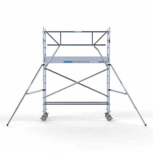 Alumīnija tornis 75х250 cm 4,2m darba augstums* ar oglekļa platformu + salokāmas margas no 1 puses Alumīnija tornis 75х250 cm 4,2m darba augstums* ar oglekļa platformu + salokāmas margas no 1 puses