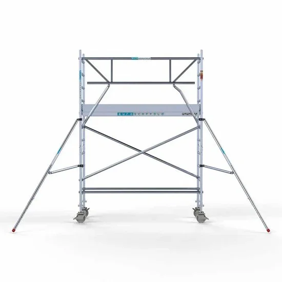 Alumīnija tornis 75х250 cm 4,2m darba augstums* ar oglekļa platformu + salokāmas margas no 1 puses Alumīnija tornis 75х250 cm 4,2m darba augstums* ar oglekļa platformu + salokāmas margas no 1 puses