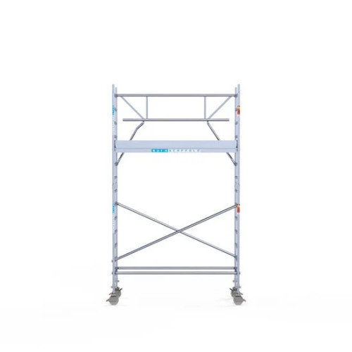 Alumīnija tornis 75х250 cm 5,2m darba augstums* ar oglekļa platformu + salokāmas margas no 1 puses Alumīnija tornis 75х250 cm 5,2m darba augstums* ar oglekļa platformu + salokāmas margas no 1 puses