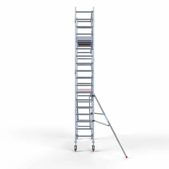 Alumīnija tornis 75х250 cm 6,2m darba augstums* ar oglekļa platformu + salokāmas margas no 1 puses Alumīnija tornis 75х250 cm 6,2m darba augstums* ar oglekļa platformu + salokāmas margas no 1 puses