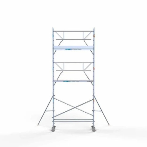 Alumīnija tornis 75х250 cm 7,2m darba augstums* ar oglekļa platformu + salokāmas margas no 1 puses Alumīnija tornis 75х250 cm 7,2m darba augstums* ar oglekļa platformu + salokāmas margas no 1 puses