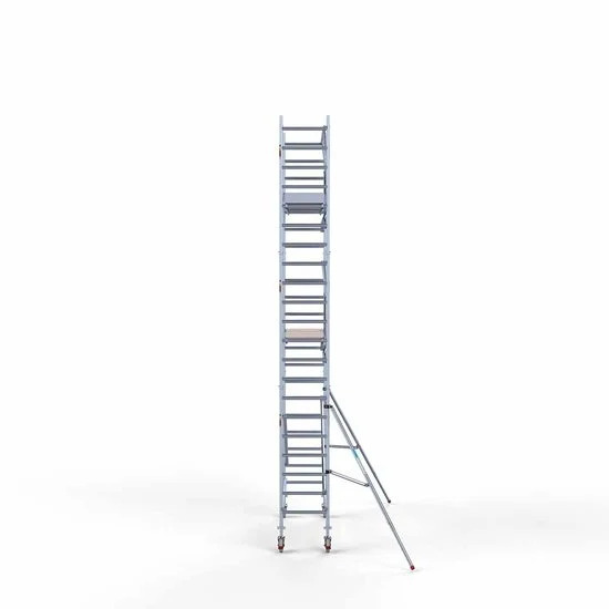 Alumīnija tornis 75х250 cm 7,2m darba augstums* ar oglekļa platformu + salokāmas margas no 1 puses Alumīnija tornis 75х250 cm 7,2m darba augstums* ar oglekļa platformu + salokāmas margas no 1 puses