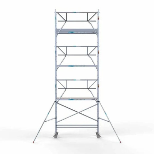 Alumīnija tornis 75х250 cm 8,2m darba augstums* ar oglekļa platformu + salokāmas margas no 1 puses Alumīnija tornis 75х250 cm 8,2m darba augstums* ar oglekļa platformu + salokāmas margas no 1 puses