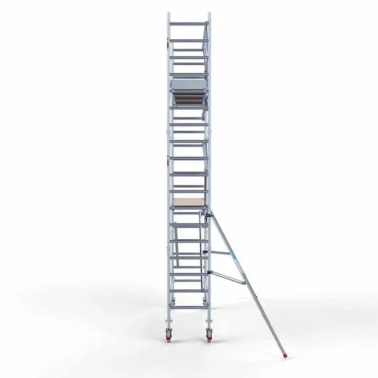 Alumīnija tornis 75х305 cm 6,2m darba augstums* ar oglekļa platformu + salokāmas margas no 1 puses Alumīnija tornis 75х305 cm 6,2m darba augstums* ar oglekļa platformu + salokāmas margas no 1 puses