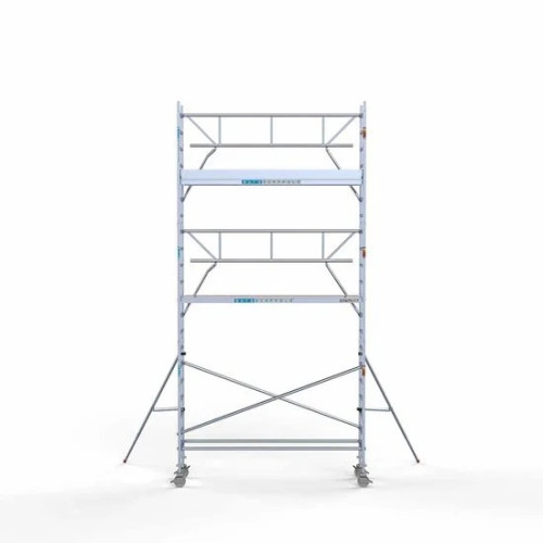 Alumīnija tornis 75х305 cm 7,2m darba augstums* ar oglekļa platformu + salokāmas margas no 1 puses Alumīnija tornis 75х305 cm 7,2m darba augstums* ar oglekļa platformu + salokāmas margas no 1 puses