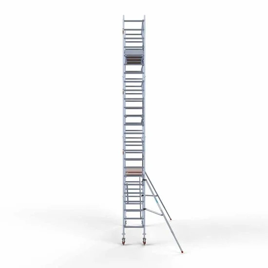 Alumīnija tornis 75х305 cm 8,2m darba augstums* ar oglekļa platformu + salokāmas margas no 1 puses Alumīnija tornis 75х305 cm 8,2m darba augstums* ar oglekļa platformu + salokāmas margas no 1 puses