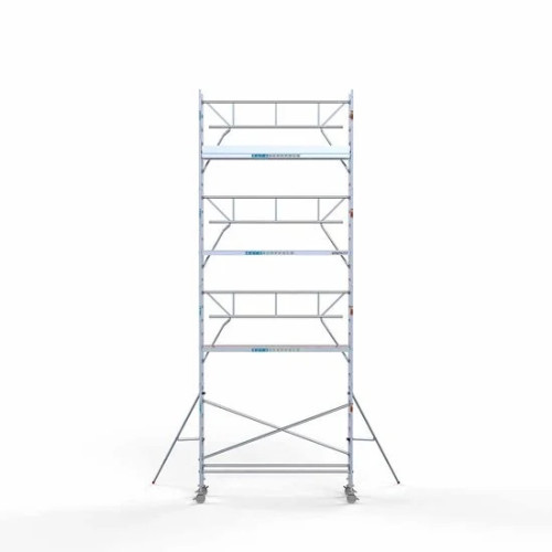 Alumīnija tornis 75х305 cm 9,2m darba augstums* ar oglekļa platformu + salokāmas margas no 1 puses Alumīnija tornis 75х305 cm 9,2m darba augstums* ar oglekļa platformu + salokāmas margas no 1 puses